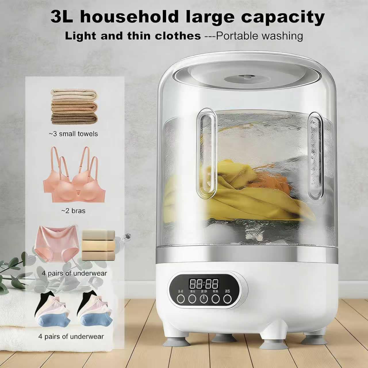 3L Portable Washing Machine,3 In 1 Portable Washer And Dryer Underwear Washing Machine,Mini Lavadora Portatil for Home, Apartment, Hotel, Camping & Travel 2026 - view 6