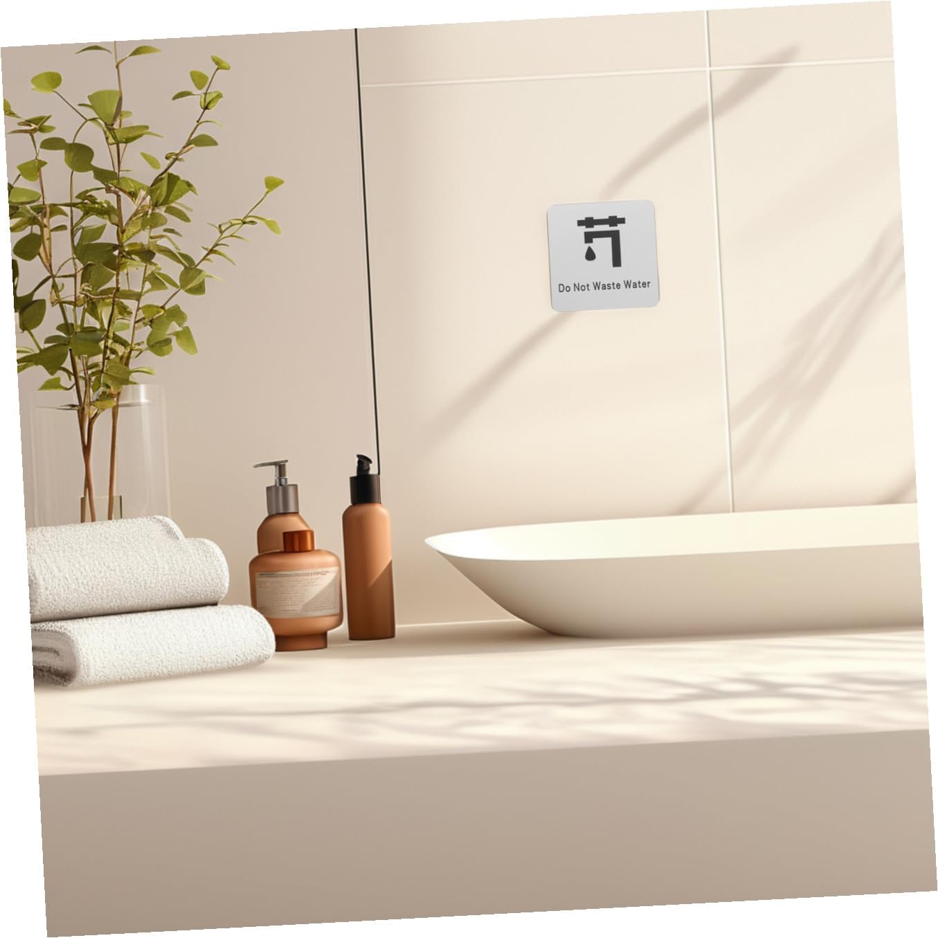 Water Saving Notice Sign Save Water Caution Wall Art for Bathroom Conservation Poster Alert Message for Commercial Restrooms and Industrial Spaces
