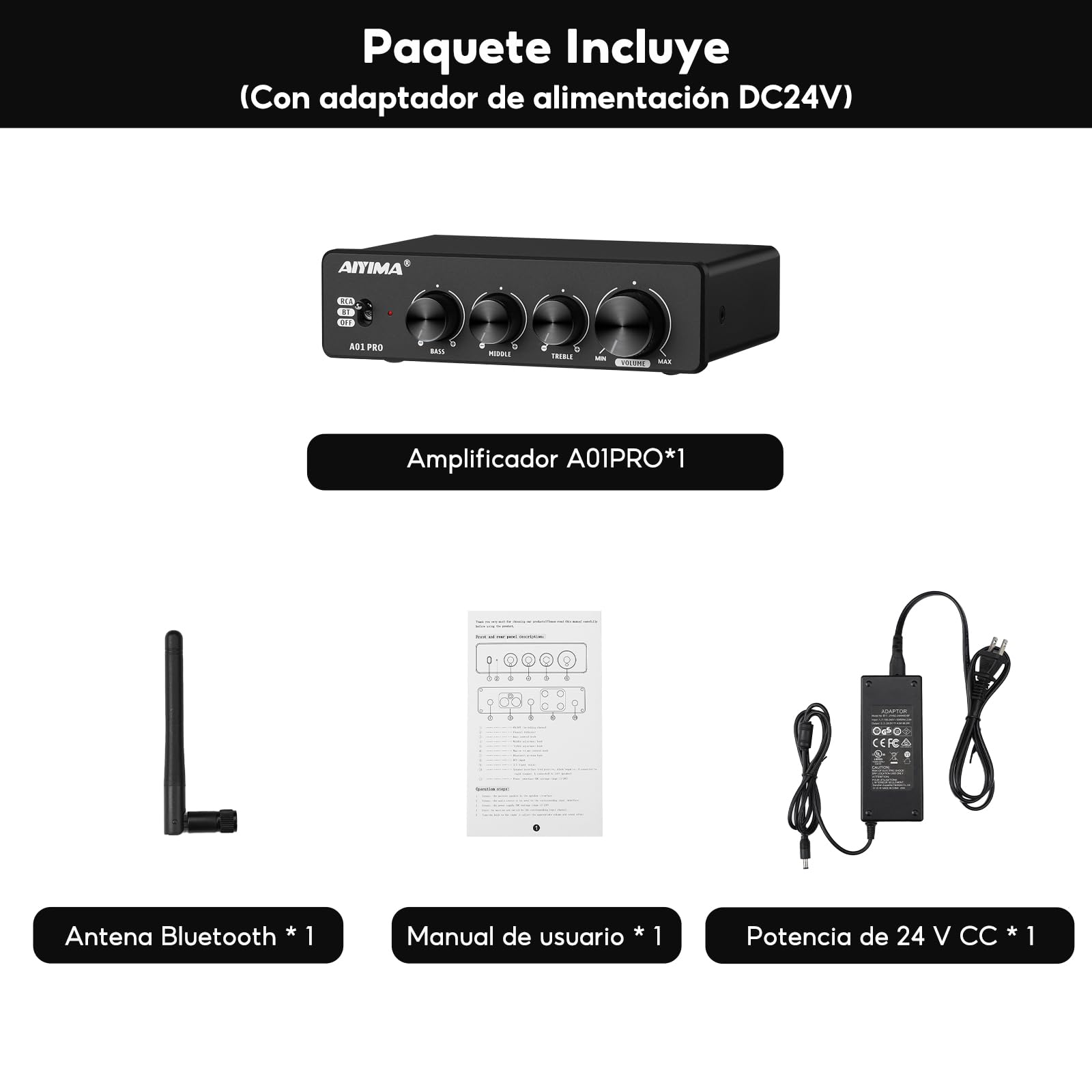 AIYIMA A01PRO Bluetooth 5.1 Audio estéreo 2.0/2.1 CH Amplificador 100Wx22 TPA3116 amplificador de potencia Mini Hi-Fi Clase D Amplificador integrado para receptor de altavoces domésticos