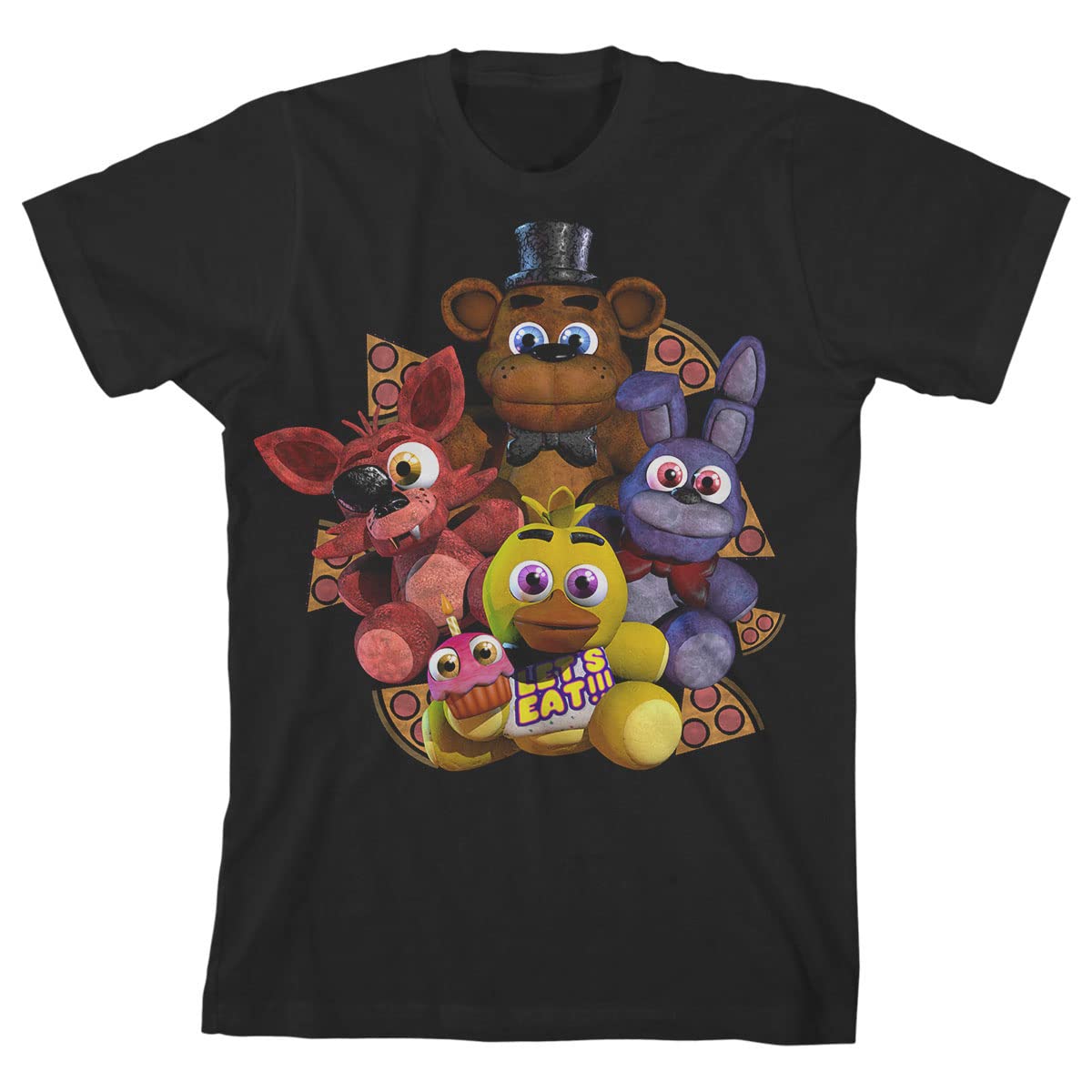 Five Nights at Freddy's Character Plushies Boy's Black T-Shirt