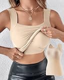Womens U Neck Built-in Bra Tank Top High Stretch Sleeveless Slim Fit Shapewear Tummy Control Workout Causal Versatile Outfit​