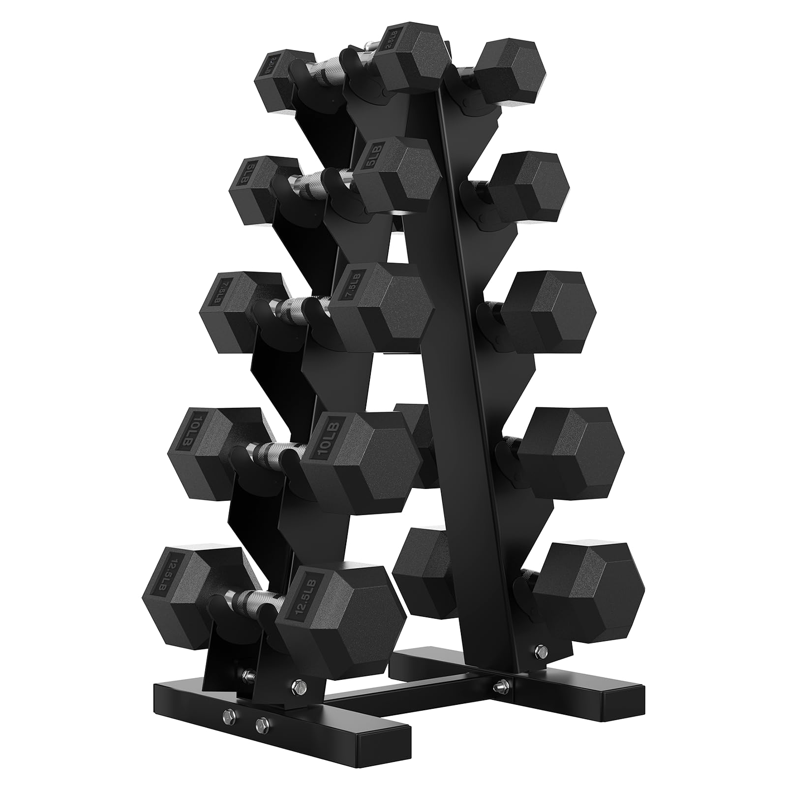 Hex Weights Dumbbell Set with Rack Half-Pound Increment Rubber Coated Sets for Precision Weight Training Micro-Loading Free Hand