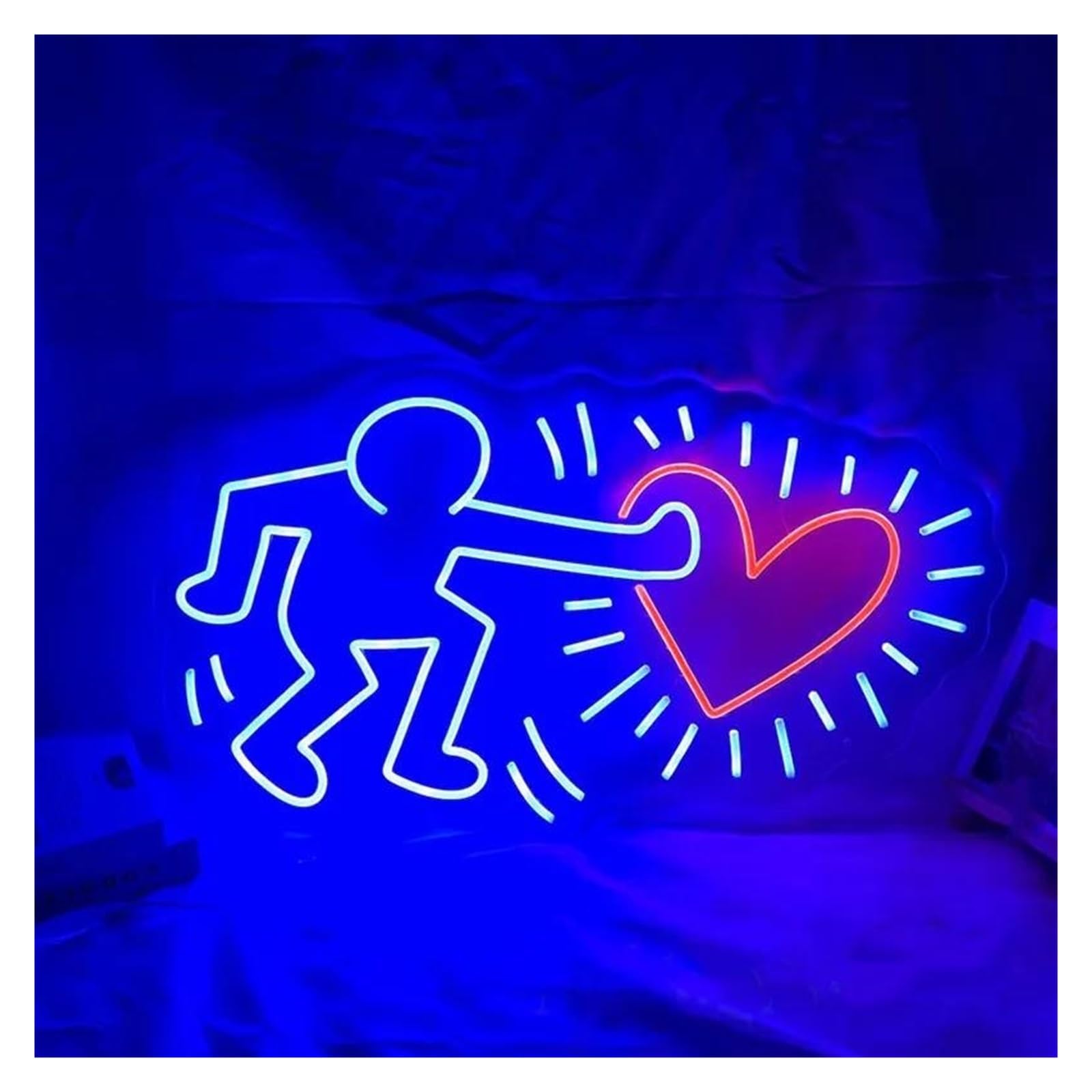 LEMST Signs Lamp Sending Love Art Neon Sign, Neon Bedroom Home Room Wall Decor for Room Decoration 40x23cm(Blue)
