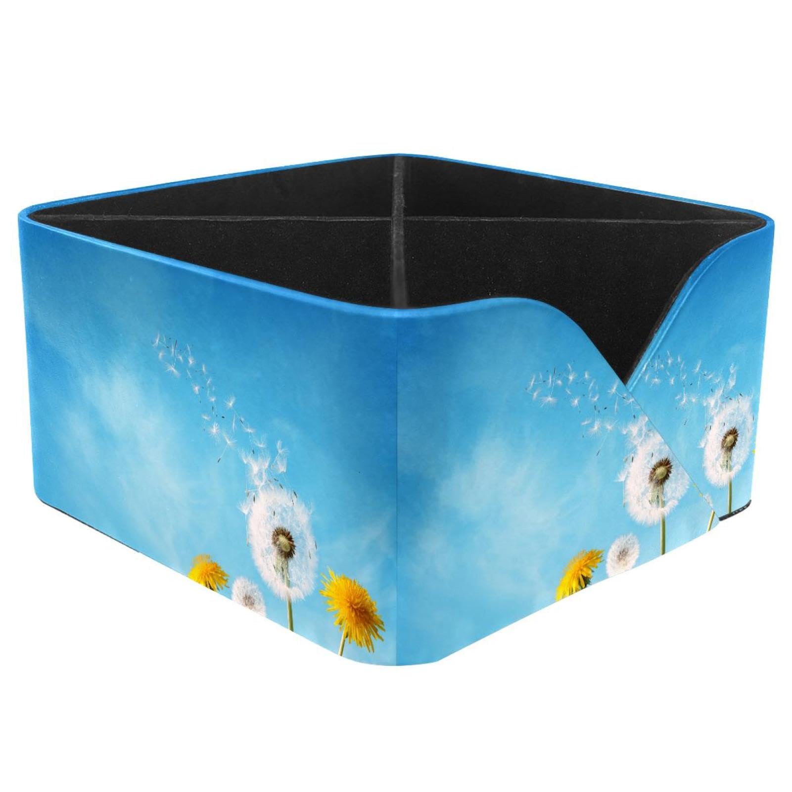 KengjuTesu Dandelion and Daisy Desktop Organizer Pen Holder, Rectangular Pencil Cup for Office, Study and Makeup Stations