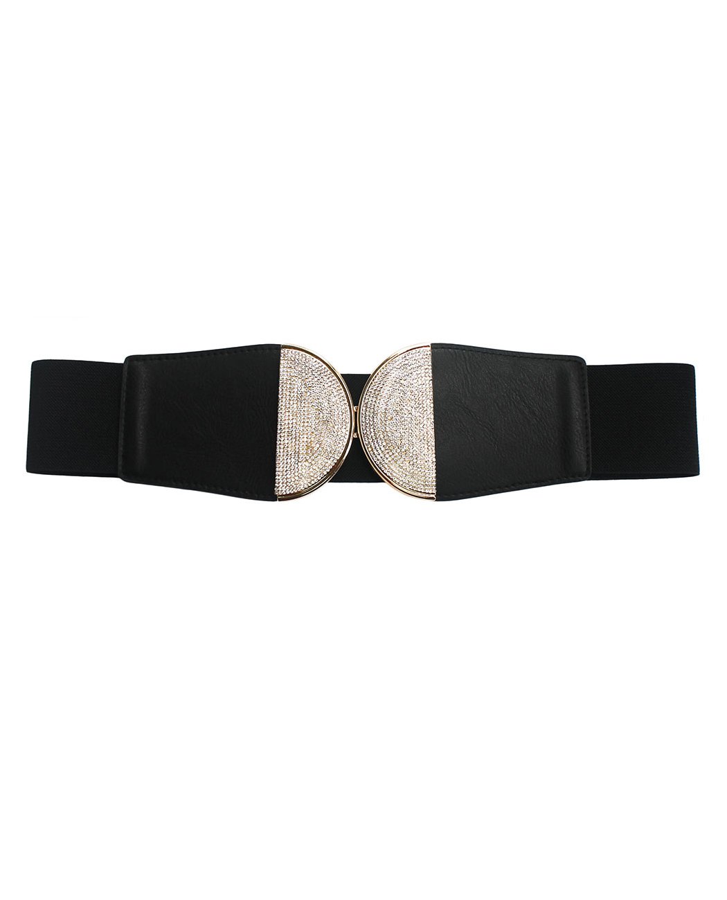 NYFASHION101 Women's Stretch Waist Belt w/Stone Stud Round Front Closure