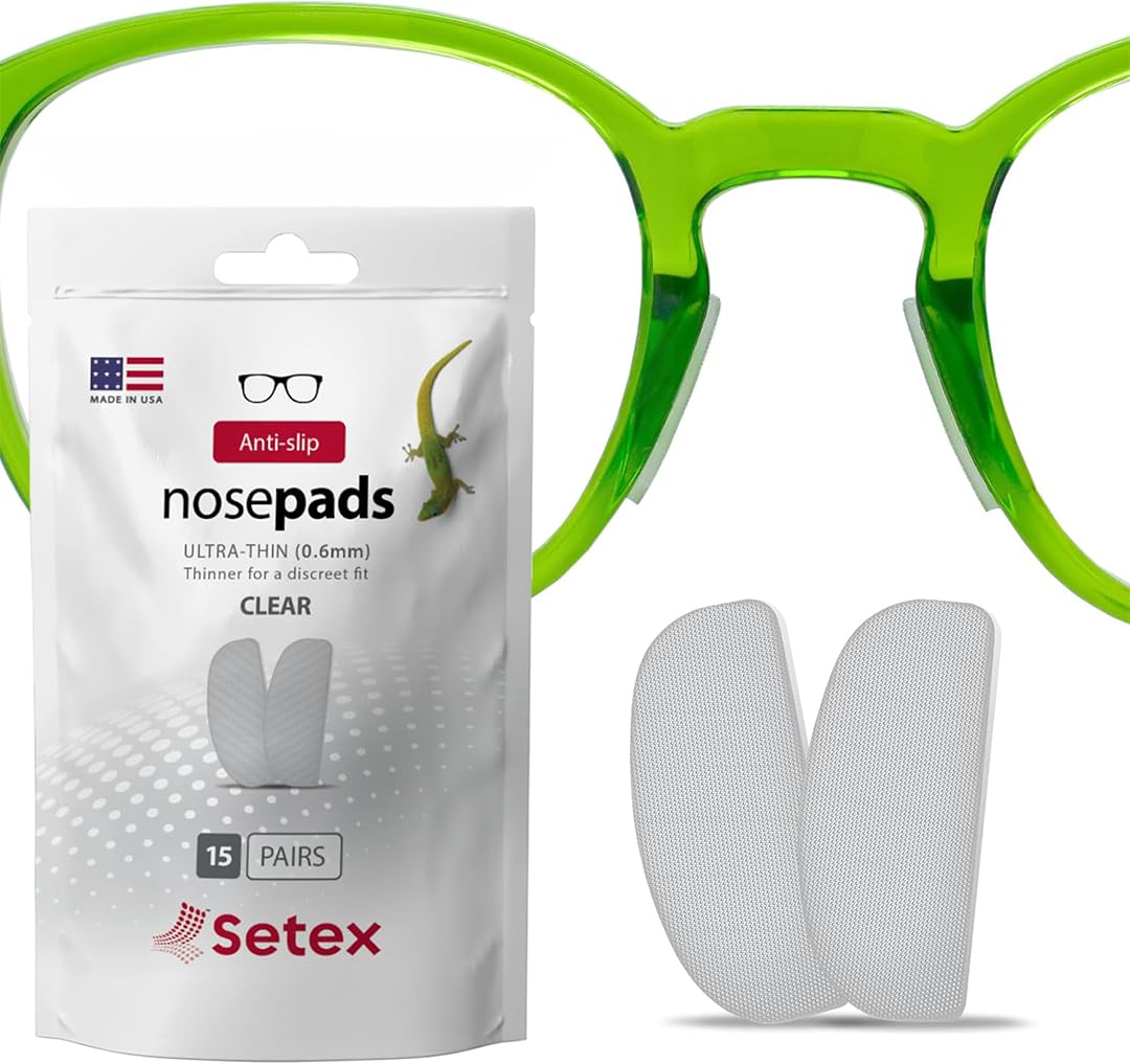 Setex Gecko Grip – Noski Do Okularów (15 Przezroczystych Par) – Antypoślizgowe Ultra-Cienkie 0.6 Mm, Mikroteksturowane Włókna, Ultra-Mocna Przyczepność I Ultra-Miękkość, Samoprzylepne, 0.6 × 7 × 16mm
