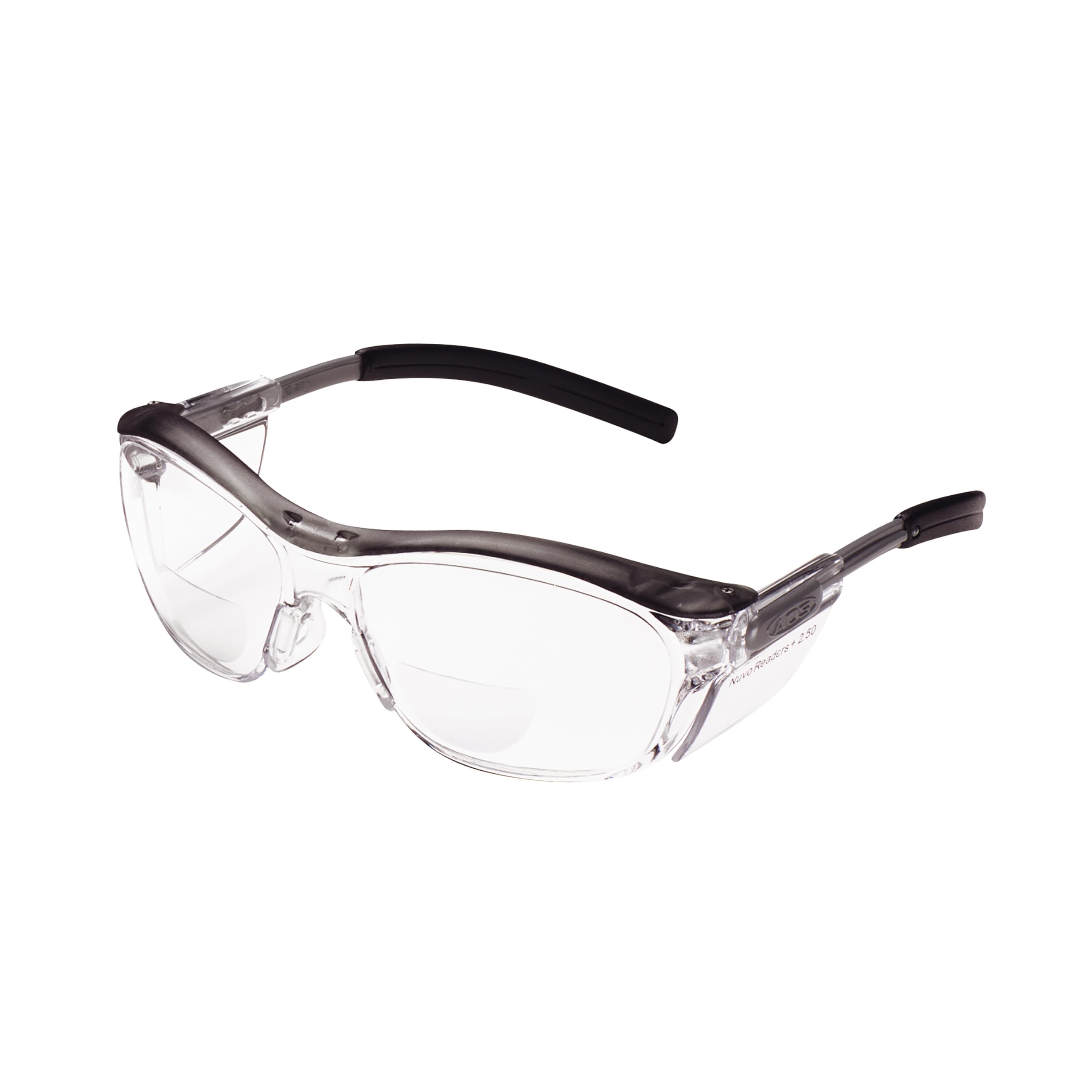 3M Nuvo Readers Safety Glasses +2.5 Diopter Clear Lens Gray Frame ANSI Z87