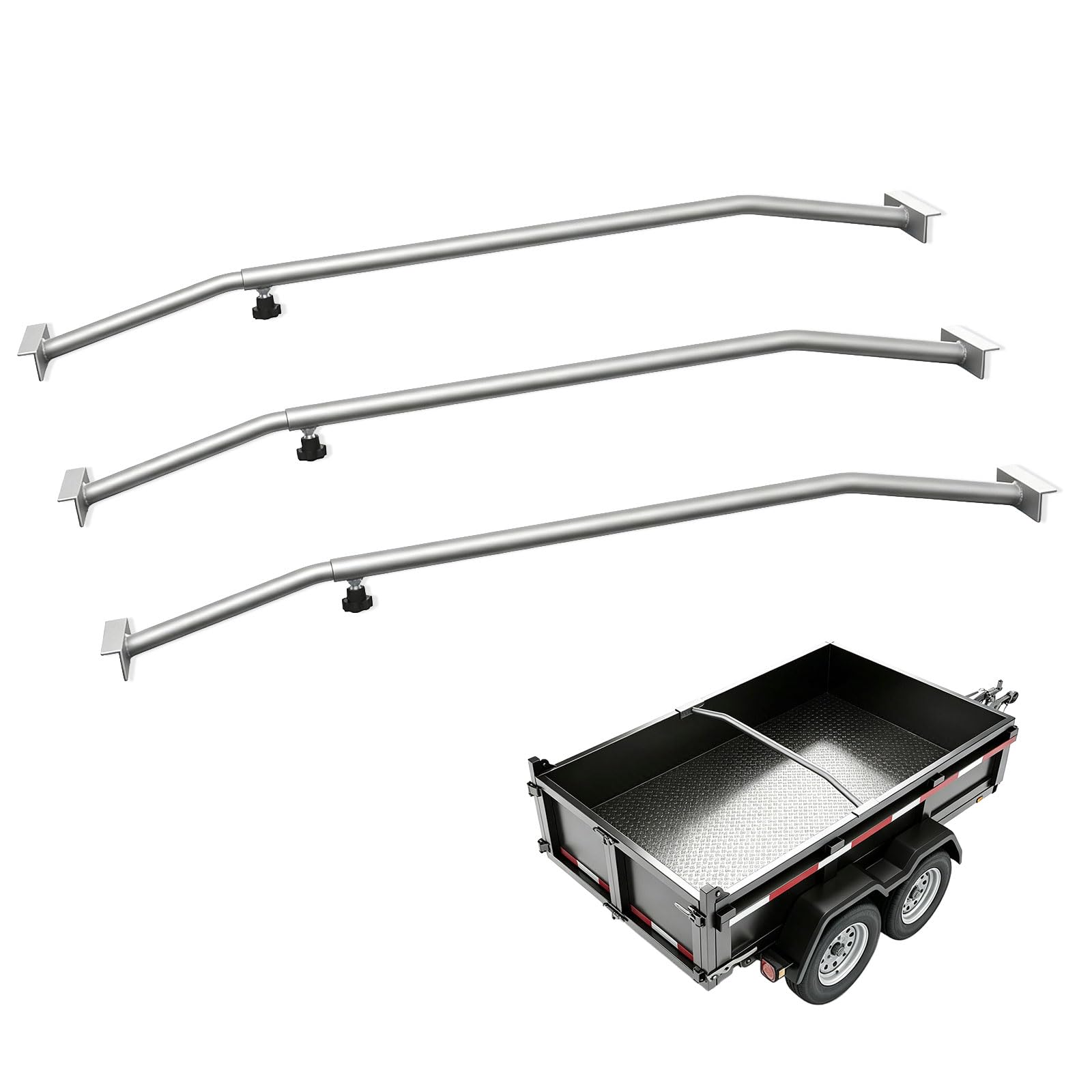 3 x uchwyt na plandekę do przyczep, uchwyt płaski, aluminium, lekki i wytrzymały, ze śrubą pokrętła, regulacja długości (100-145 cm), nadaje się do różnych modeli pojazdów
