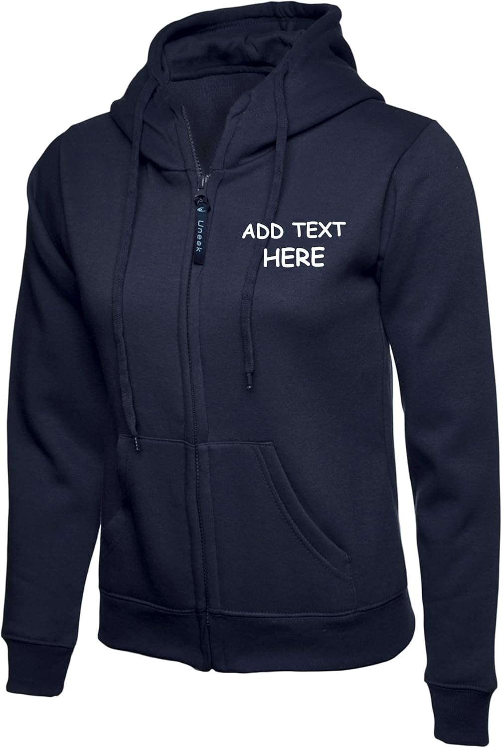 Personalised embroidered Ladies Hoodie Logo or text embroidery Unisex Olympic Classic Full Zip Hooded Sweatshirt workwear From XS to 3XL