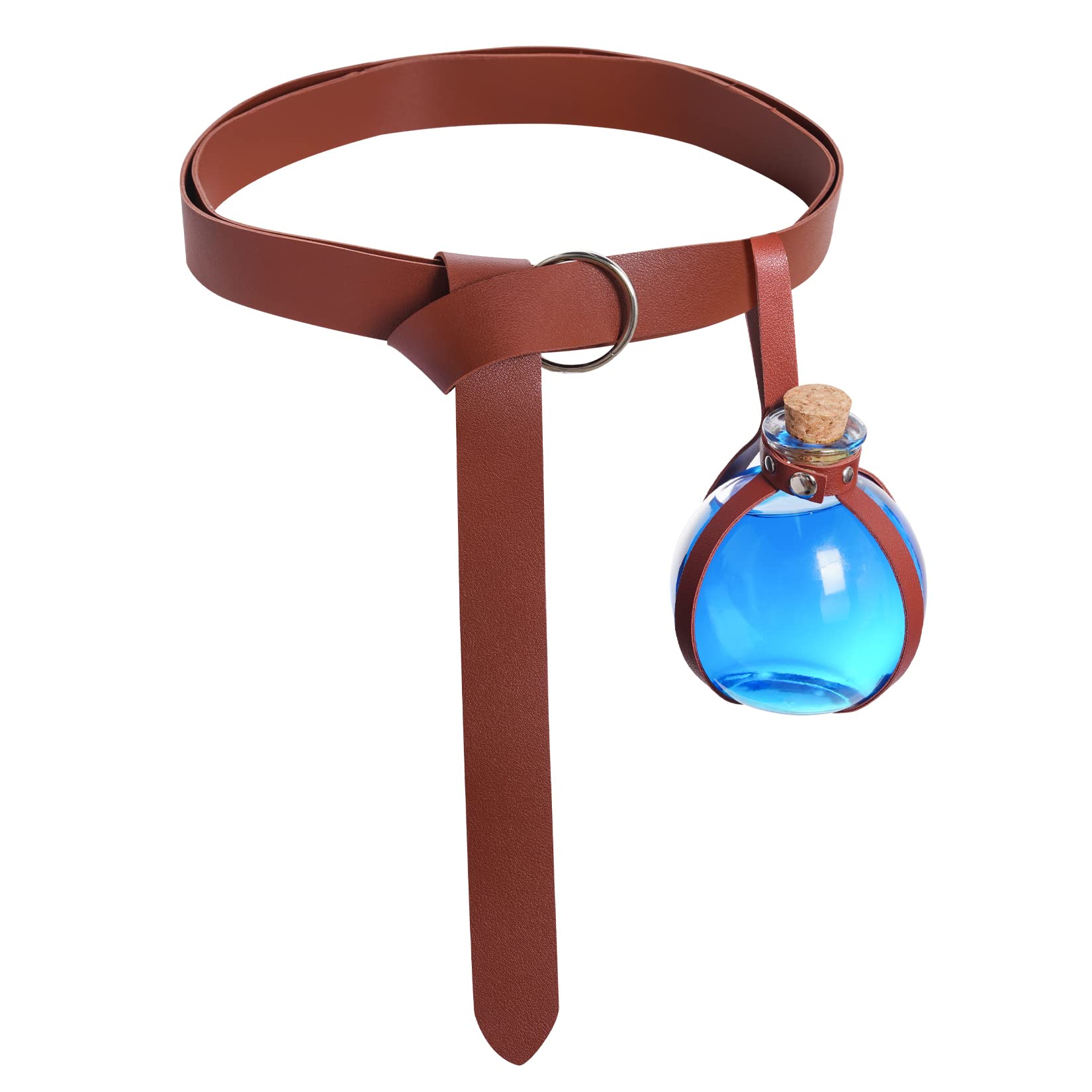 Medieval Alchemy Costume Belt With 4 Potion Vials - Fantasy Faux Leather Wizard LARP Gear
