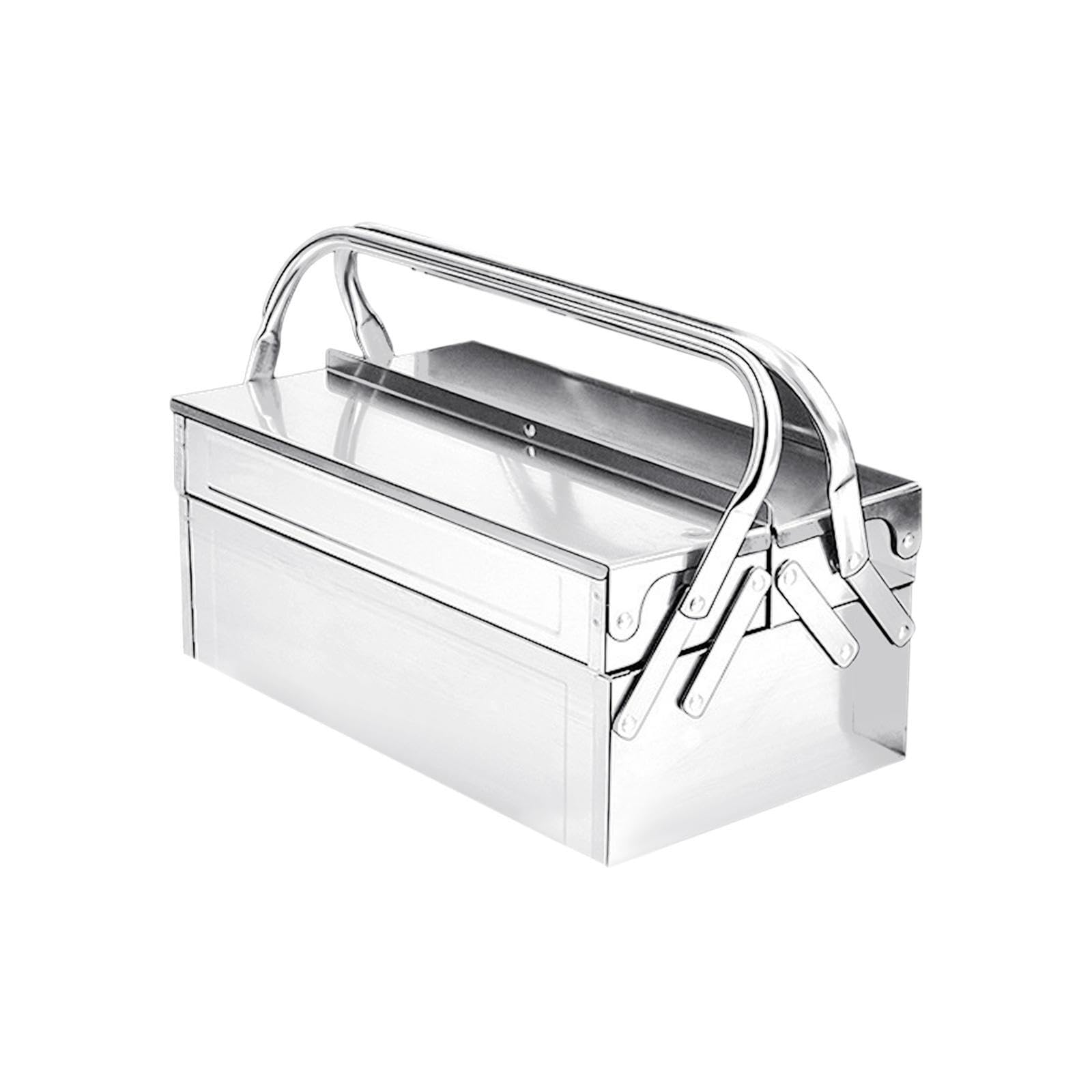 Scatola portautensili in Acciaio Inossidabile, Organizer per impieghi gravosi, con Maniglia Portatile, per Garage e Officina, Resistente all'Usura, con Chiusura e Maniglia Portatile.