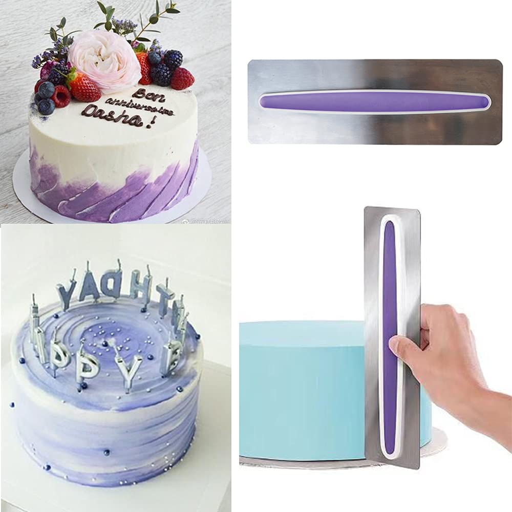 Spatola Per Torte In Acciaio Inox, Set Da 3 Pezzi, Raschietto Pettine Per Decorazione Di Torte, Doppia Faccia Per Creme E Burro, 23x9 Cm