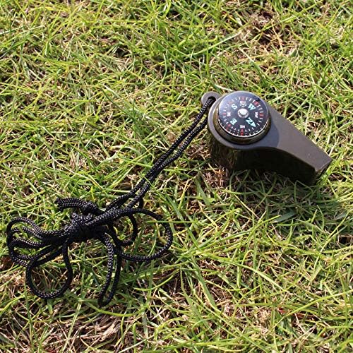 TTSAM Emergency Whistle with Lanyard, Multi-Functional 3 in1 Survival Gear Compass Thermometer for Outdoor Camping Hiking