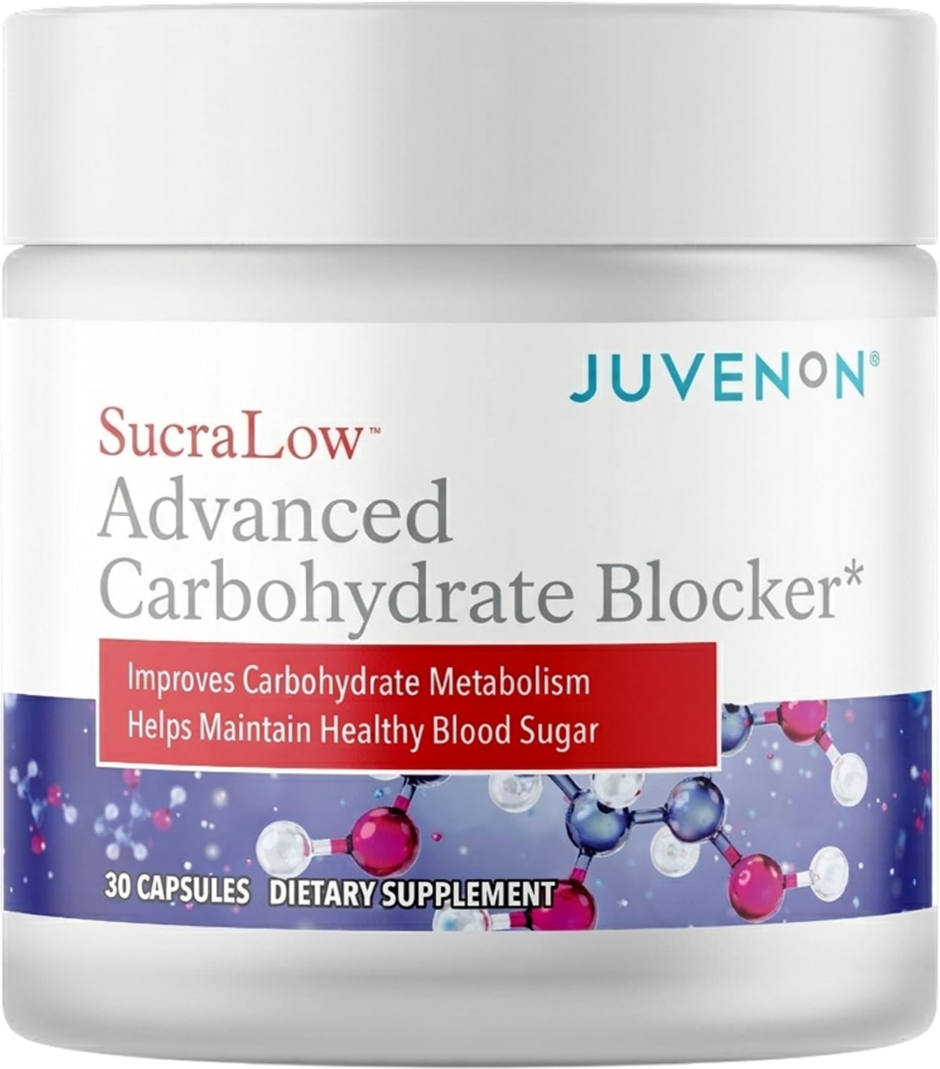 Juvenon SucraLow Advanced Carb Blocker – Supports Blood Sugar, Reduces Carb & Starch Absorption, Aids Metabolism & Limits Fat Storage – Mealtime Supplement for High-Carb Meals (30 Capsules)