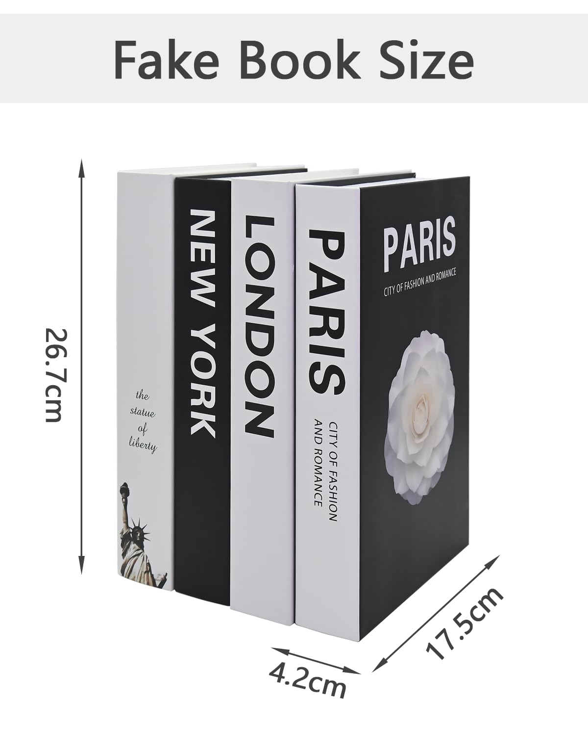 4Pcs Libros Decorativos, Libros de Decoración de Interiores, Moderno Libros Decorativos Falsos para Estanteria, Decorative Books