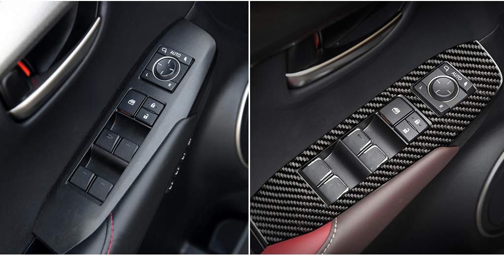 Real Carbon Fiber Interior Decal Compatible with Lexus NX 200 300 200t 300h 2015-2021 2016 2017 2018 2019 2020 Car Window Lift Panel Switch Sticker Door Decor Cover Accessories Trim 4pcs Black