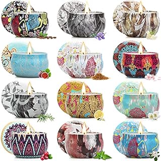 Scented Candles Gifts Set for Women, 12 Pack Aromatherapy Candle 240 Hours Burning Time, Natural Soy Wax Long Lasting Portable Travel Tin Set for Birthday, Festivals, Wedding