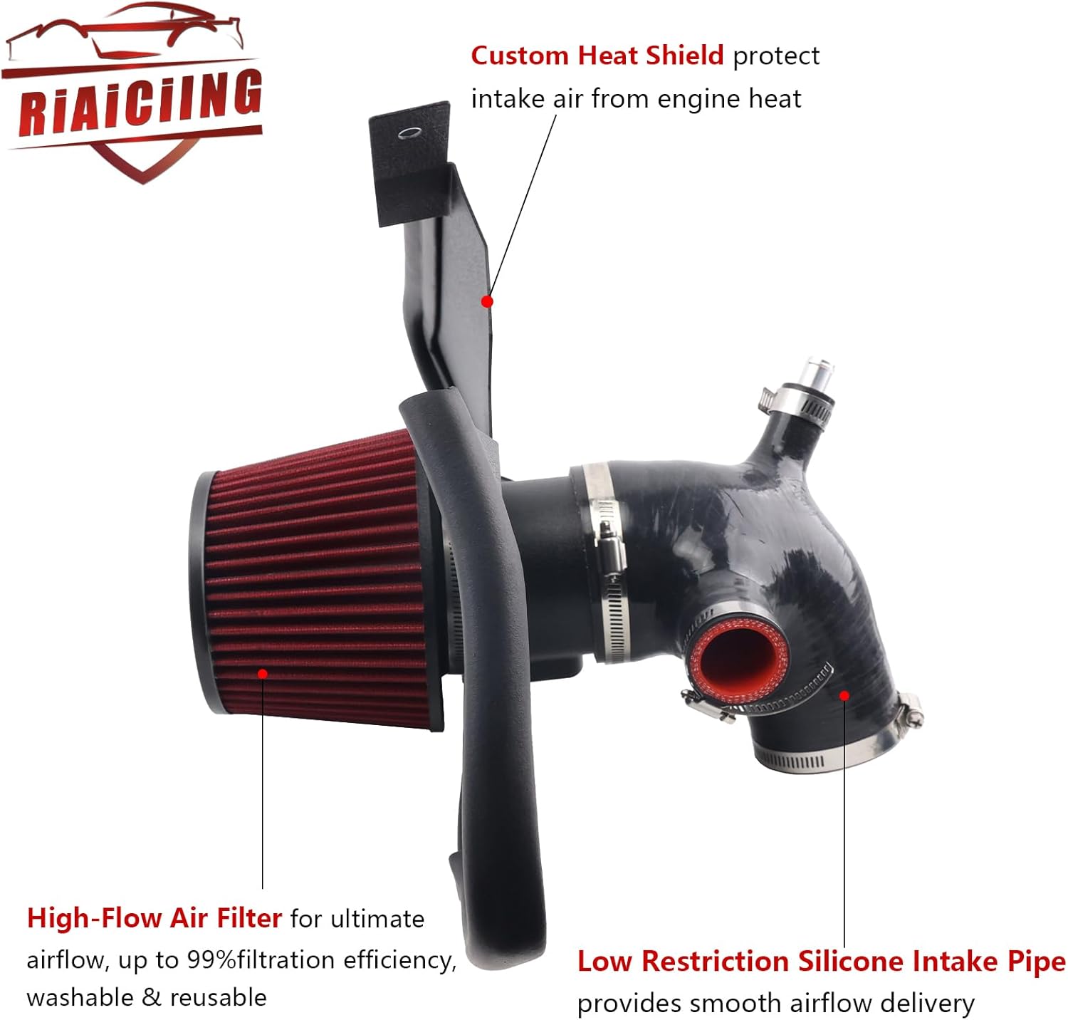 Cold Air Intake Kit Compatible with 2011-2016 BMW F10 F11 N55 535i, Increases Horsepower & Torque, More Aggressive and Sporty Induction Sound