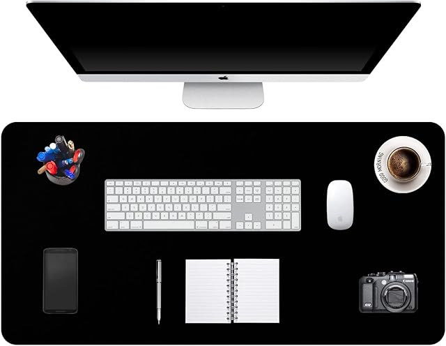 DOBAOJIA Extended Mouse Pad Mat XXL Desk Pad Large Desk Mat 35.4" X 16.9" Desk Blotter Writing Pad for Laptop/Office/Home, PU Leather Waterproof +Suede Non-Slip 90 x 43cm (Black)