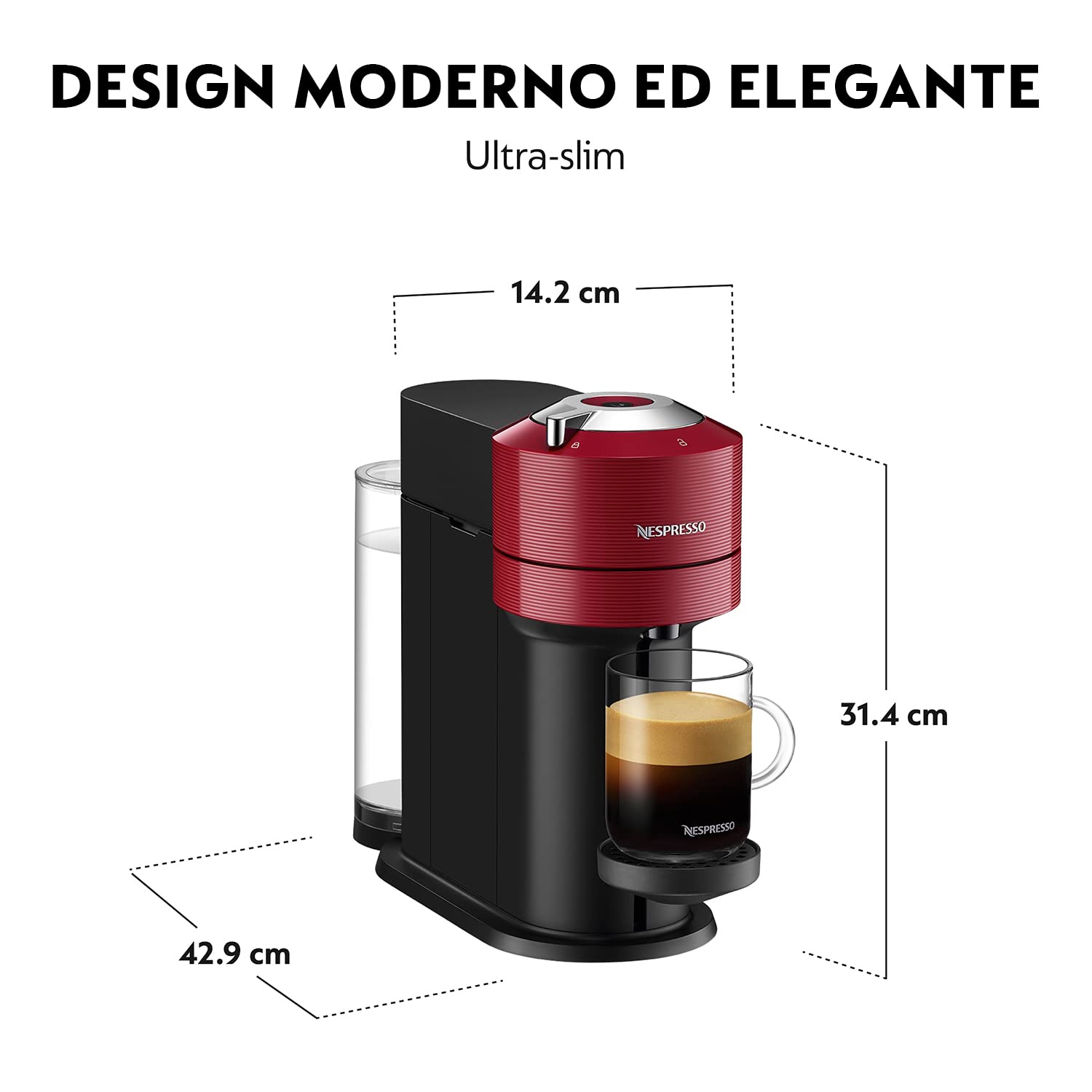 Krups Vertuo Next XN910510 macchina per caffè Semi-automatica Macchina per caffè a capsule 1,1 L, 1500W, Rosso
