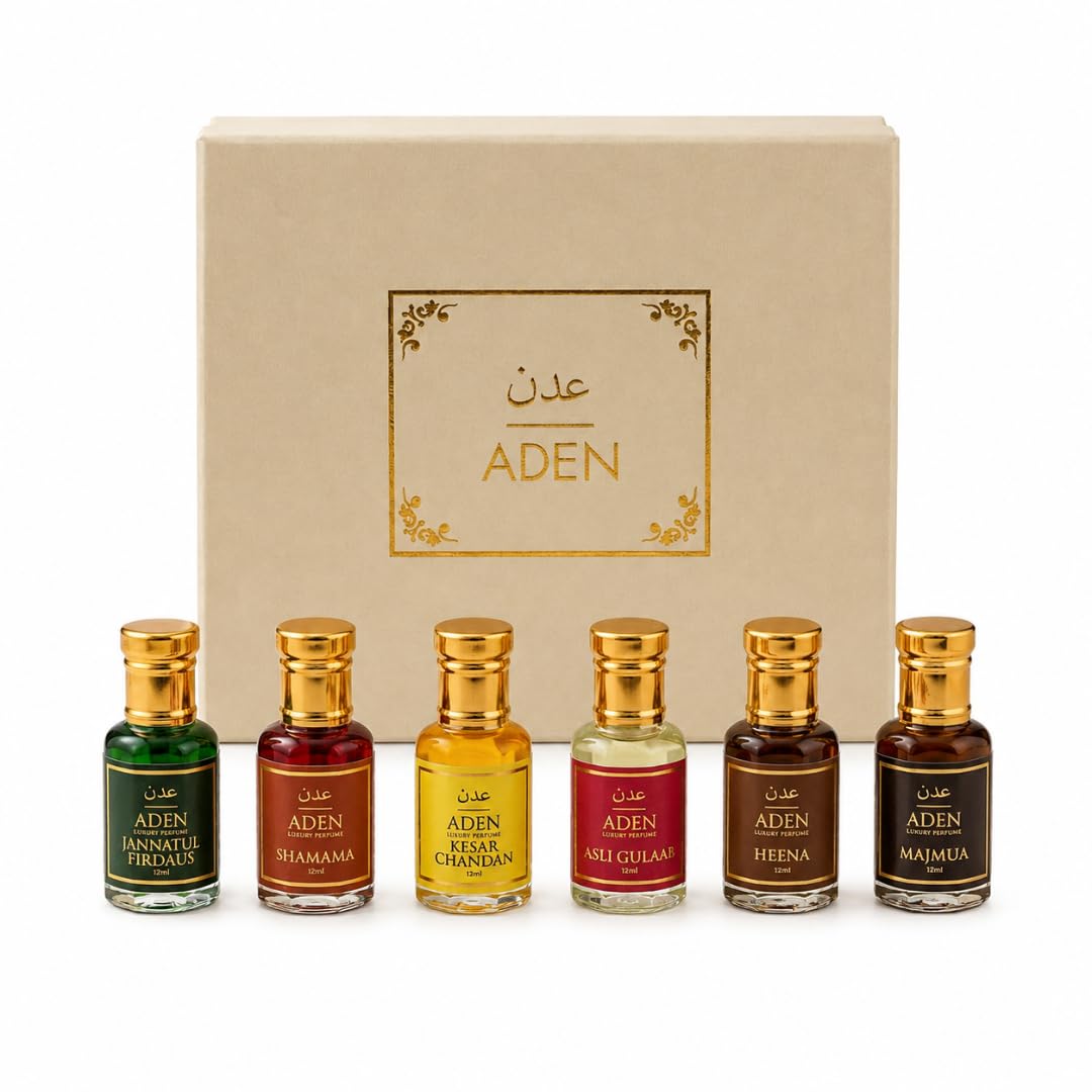 Aden Traditional Luxury Attar Gift Set | 6 x 12ml Premium Long Lasting Non Alcoholic Attars Set for Men & Women.-image-6