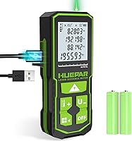 Huepar S60-G 196ft Green Laser Distance Meter - 1/16" Accuracy, Rechargeable, Angle Sensor, Pythagorean Modes for Precise Measurements
