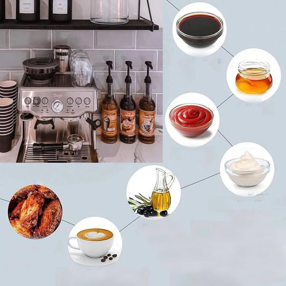 6 Pezzi Dispenser a Pompa per Sciroppo, Caffè Dispenser Sciroppo Pompa, Pompe Dosatrice per Bottiglie per Casa Cucina Caffè, Viene Fornito con Tubi Lunghi