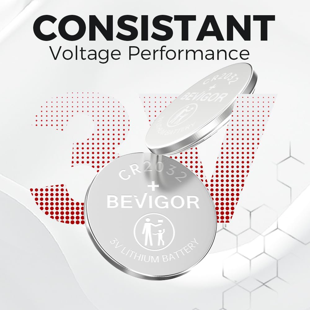 BEVIGOR 2032 Battery Compatible with AirTag CR2032 Lithium 3V Coin Battery for Child Safety, Suitable for Key Fobs, Smart Sensors, Scales, Candles and More 20pcs