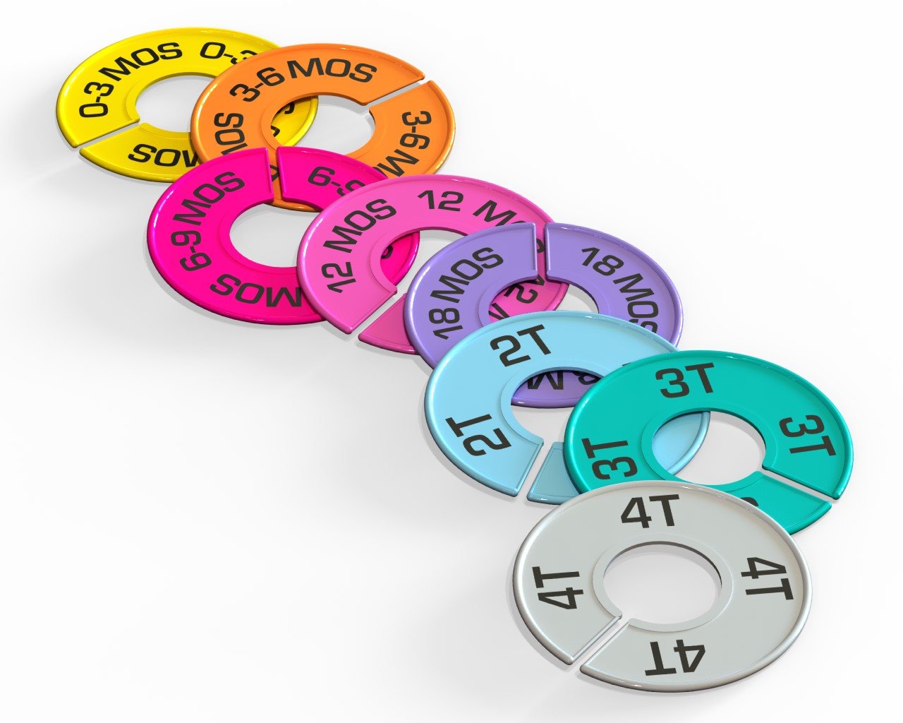 discount sizing Discount Sizing Colored Closet Rack Size Divider Organizer Set- 8 Pieces Baby Toddler - Various Quantities Available (Multicolor)