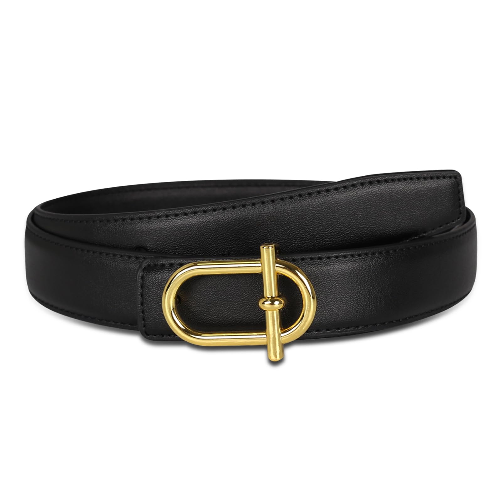 Women's Leather Belt with Buckle - Ideal for Dresses, Jeans, and Coats
