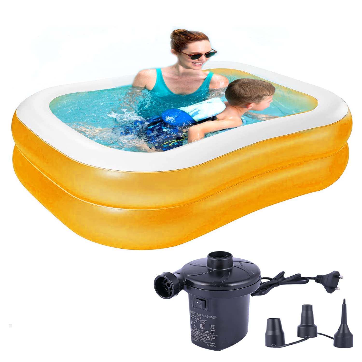 P for Pogu Rectangular Inflatable Swimming Pool Bathtub Soft Material Adult Spa Bath Tubs with Electric Pump for Outdoor Garden (Yellow, 7.5 Feet) (B0BXXDL39T) Amazon Price History, Amazon Price Tracker