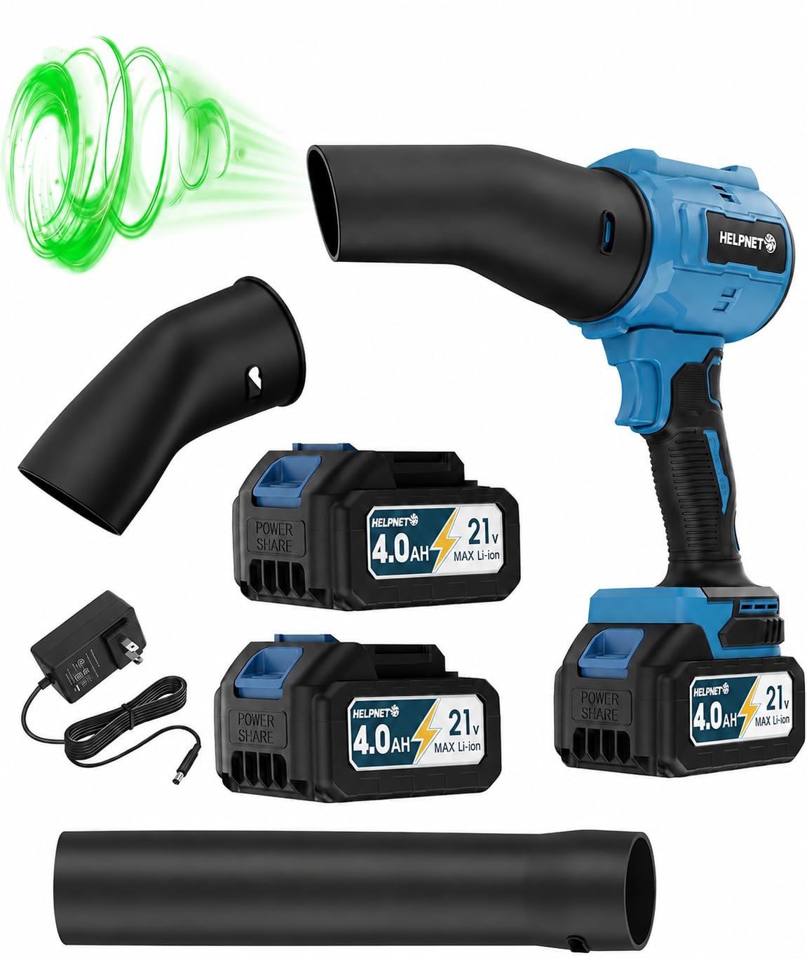 Cordless Leaf Blower, Handheld Blower with 2 Batteries & Charger, As Seen On TV, Classic Blue Lightweight Electric Leaf Blowers for Lawn Care, Patio Cleaning, Leaves, Dust