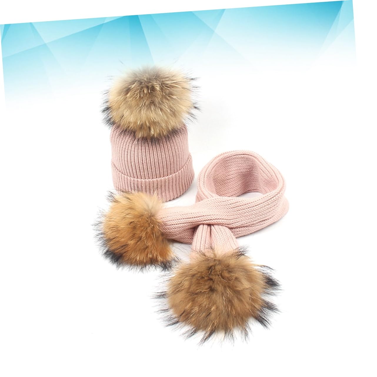 FOMIYES Cappello e Sciarpa in Lana 2pezzi per Ragazzo Ragazza Bambine Autunno Inverno Caldo Set per Ragazzi Ragazze Pompon Color Rosa per Natale Compleanno