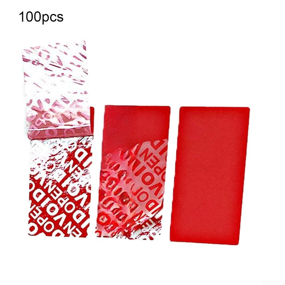 100 Etiquetas de Seguridad Antimanipulación, VOID Irreversible, 50x25mm(50 * 25mmMattRedBlank)