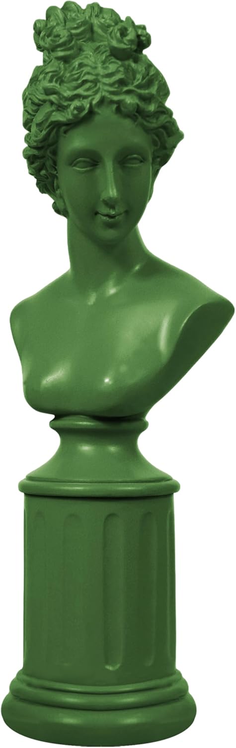 Female Bust Statue, 12.5'' Tall Green Lady Figure Sculptures for Shelf Desk Coffee Table Decor, Gifts for Mom Mother Women, Modern Classical Vintage Home Living Room Wedding Event Decorations