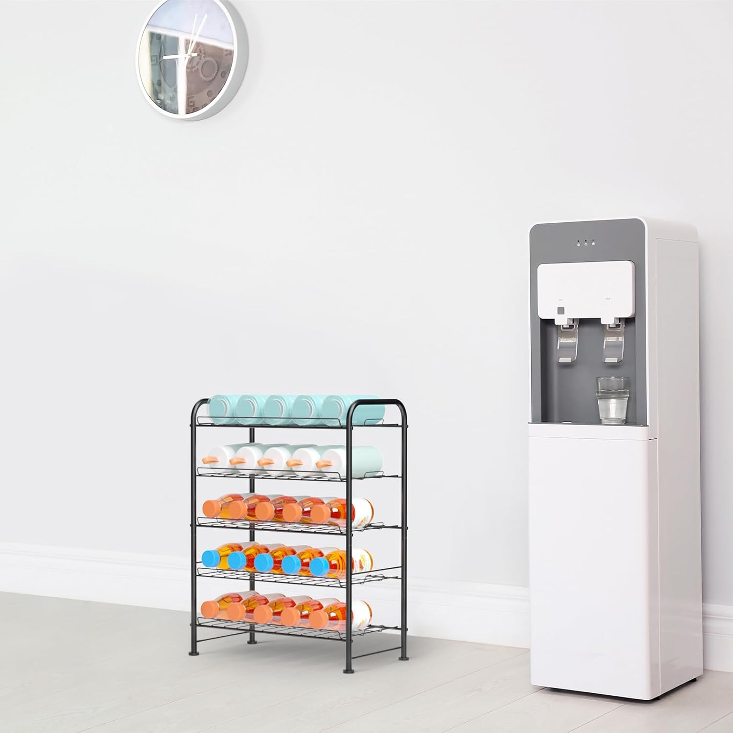 Water Bottle Organizer 5 Tier FreeStanding Water Bottle Storage Rack Metal Beverage Can Dispenser for Pantry, Kitchen Cabinet Countertop, Black - Image 5