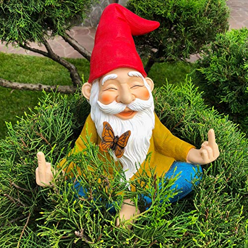 Mood Lab Garden Gnome - Zen Gnome Statue - 9.25 Inch Tall Lawn Gnome Figurine - For Outdoor Or House Decor #TOP7