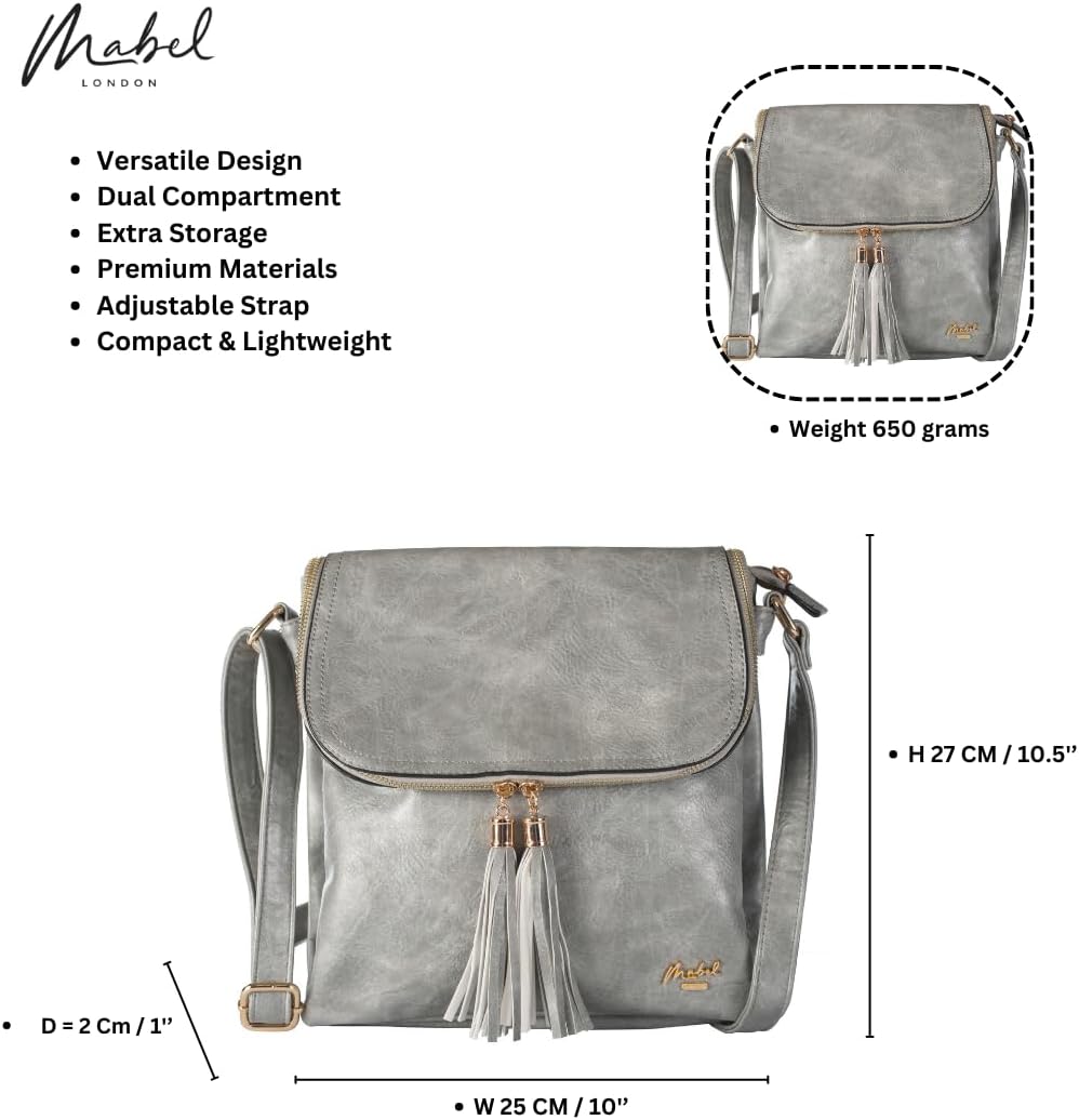 Mabel London - Women’s Cross Body Handbags – Trendy Messenger Long Shoulder Strap Bags in Various Designs