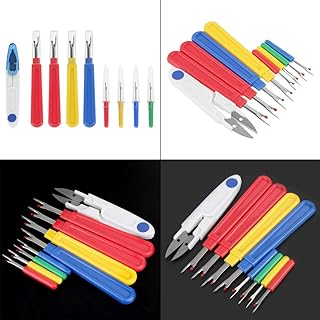 Zerodis 9in1糸カッター&縫い取り道具プラスチックハンドル付き作業用裁縫道具 軽量なプラスチックハンドル 作業用に最適 白色材質 9個セット 家庭用縫製に最適