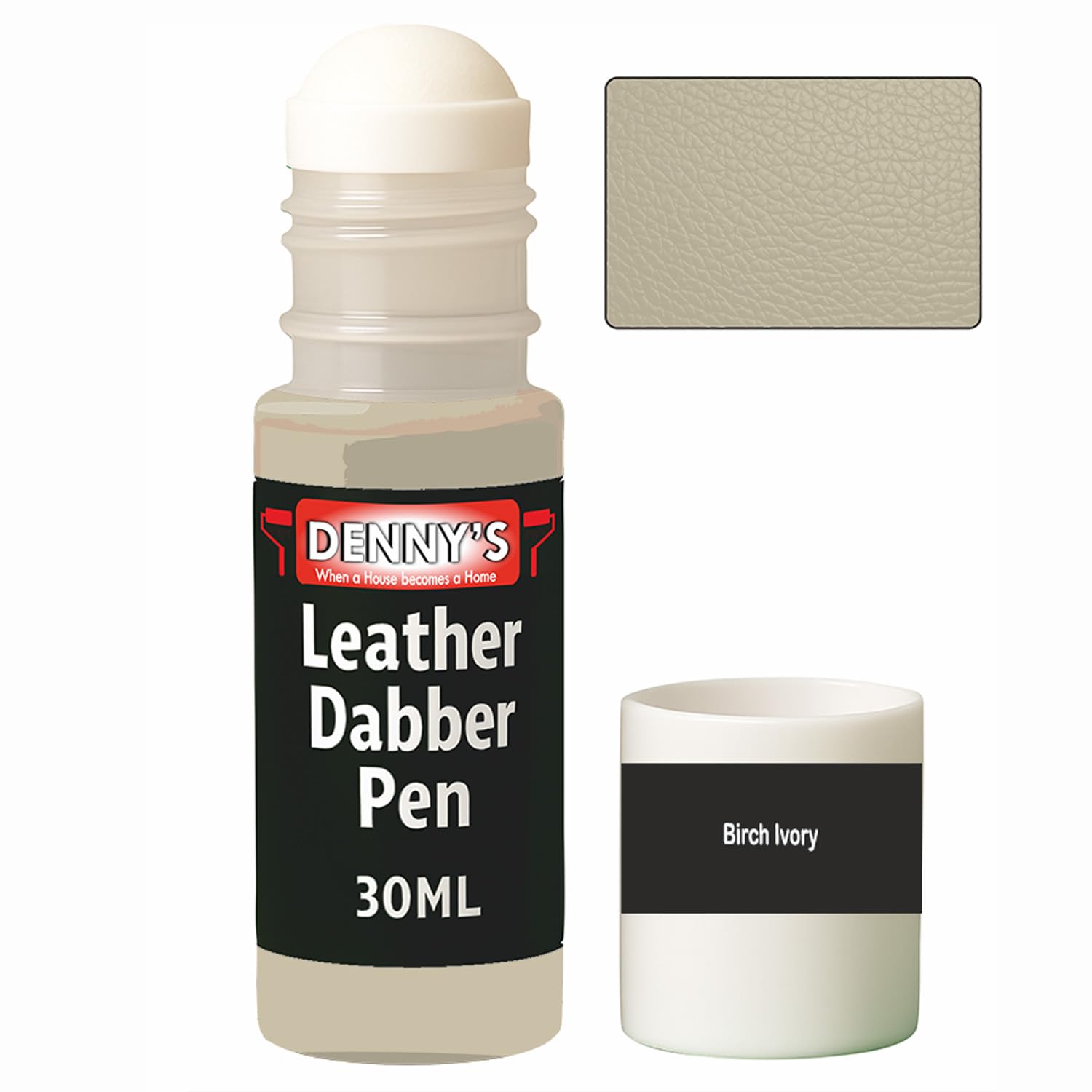 Leather Colour Restorer Recolouring Balm Repair Treatment for Faded & Worn Absorbent Leather Shoes, Boots, Jackets (78 Birch Ivory, Dabber Pen 30ml) — image 1