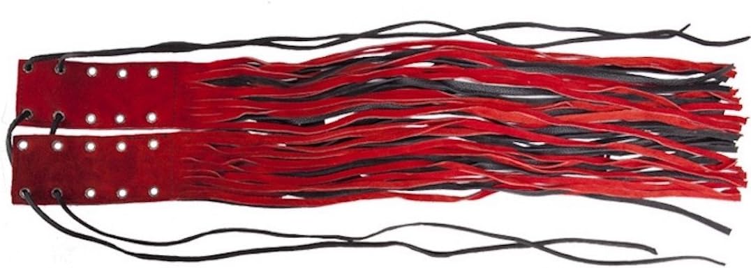 Red and Black Motorcycle Leather Fringed Brake Clutch Cover