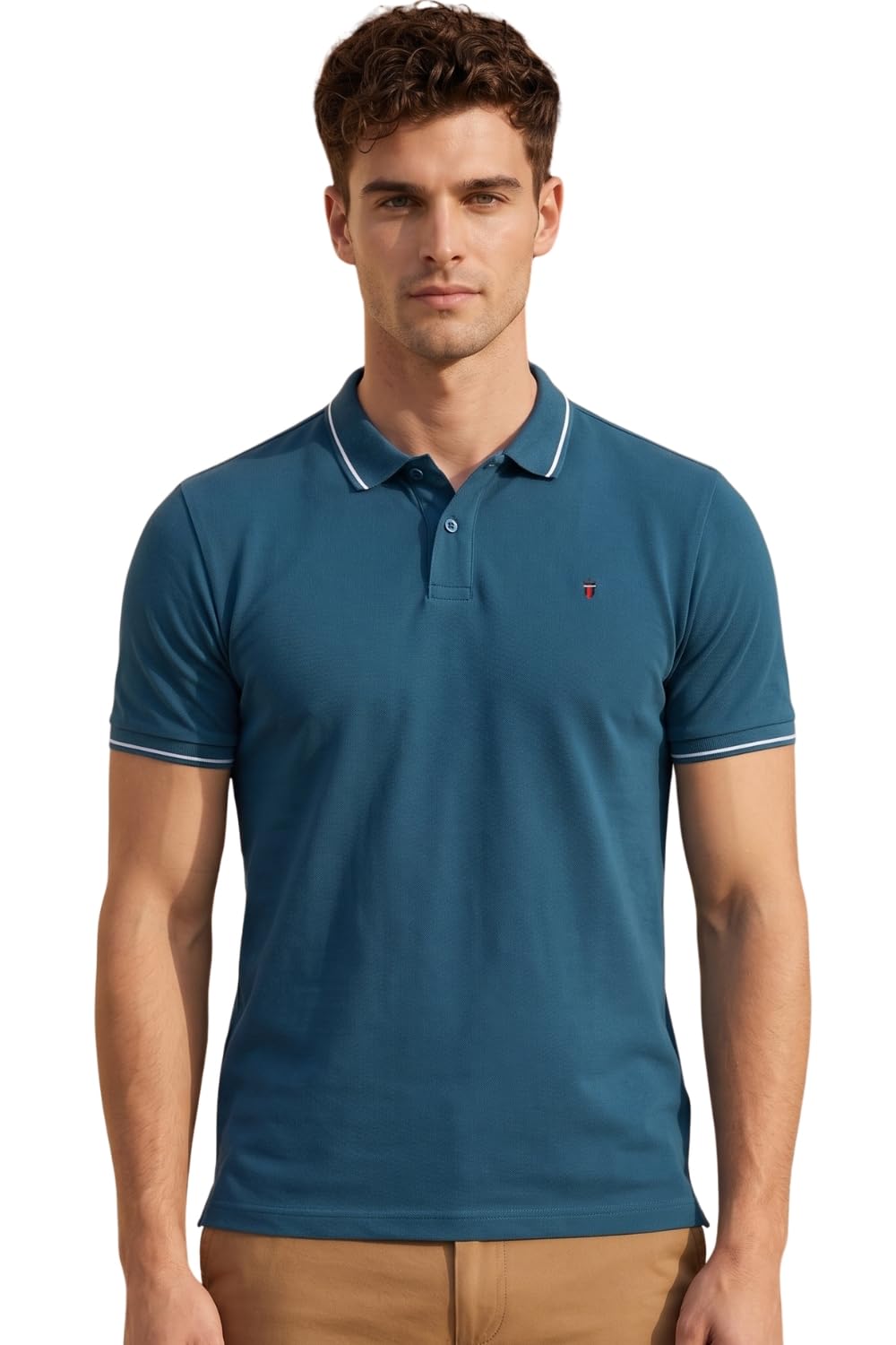 Louis Philippe Men's Cotton Solid Slim Fit T-Shirt (Lrkpnslf923179_Turquoise,S