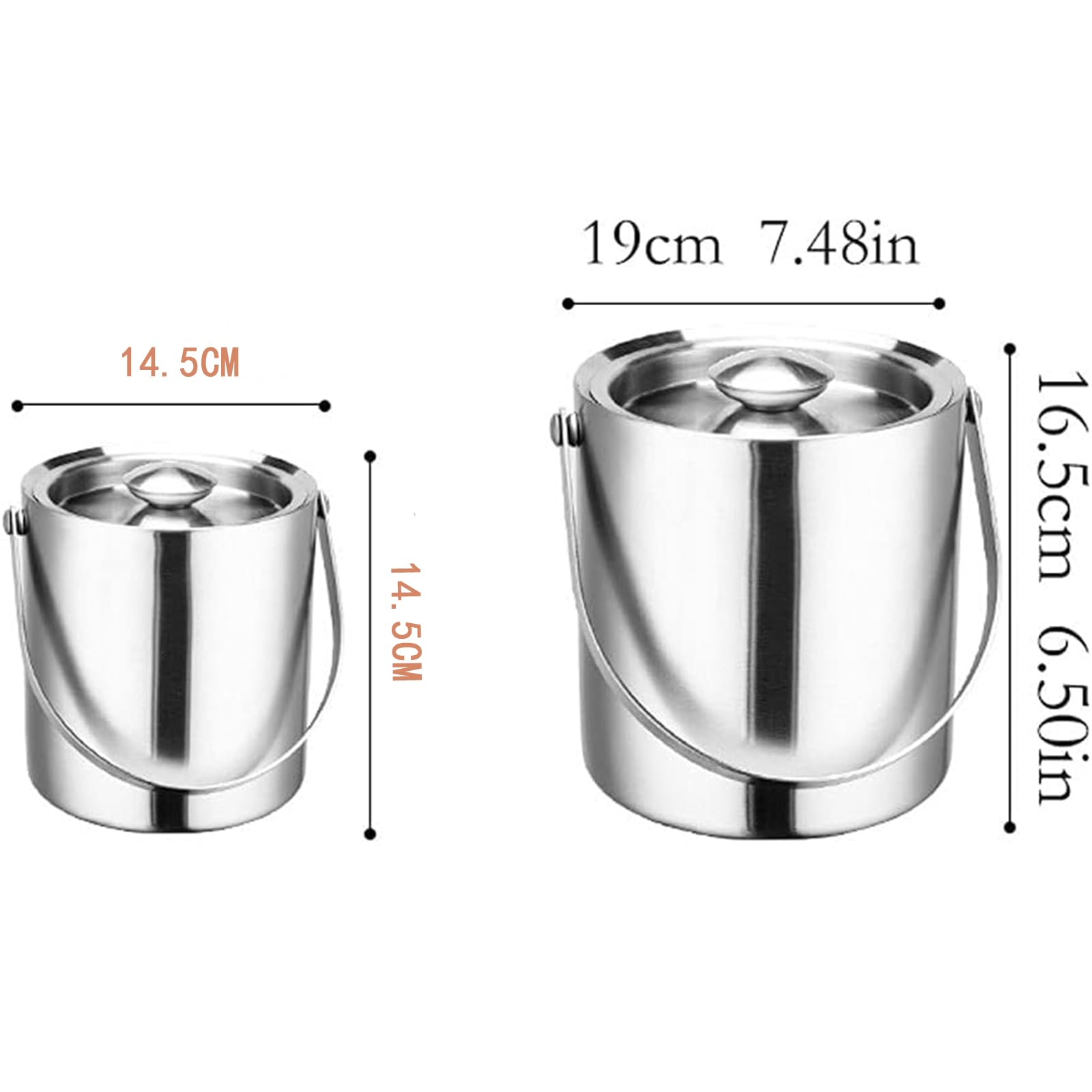 Cubitera Botella Vino Cubo de Hielo de Acero Inoxidable de Doble Capa, fácil de Transportar, con asa, para Bebidas, con Tapa, contenedor de Hielo para Vino, champán, Cerveza, Fiesta