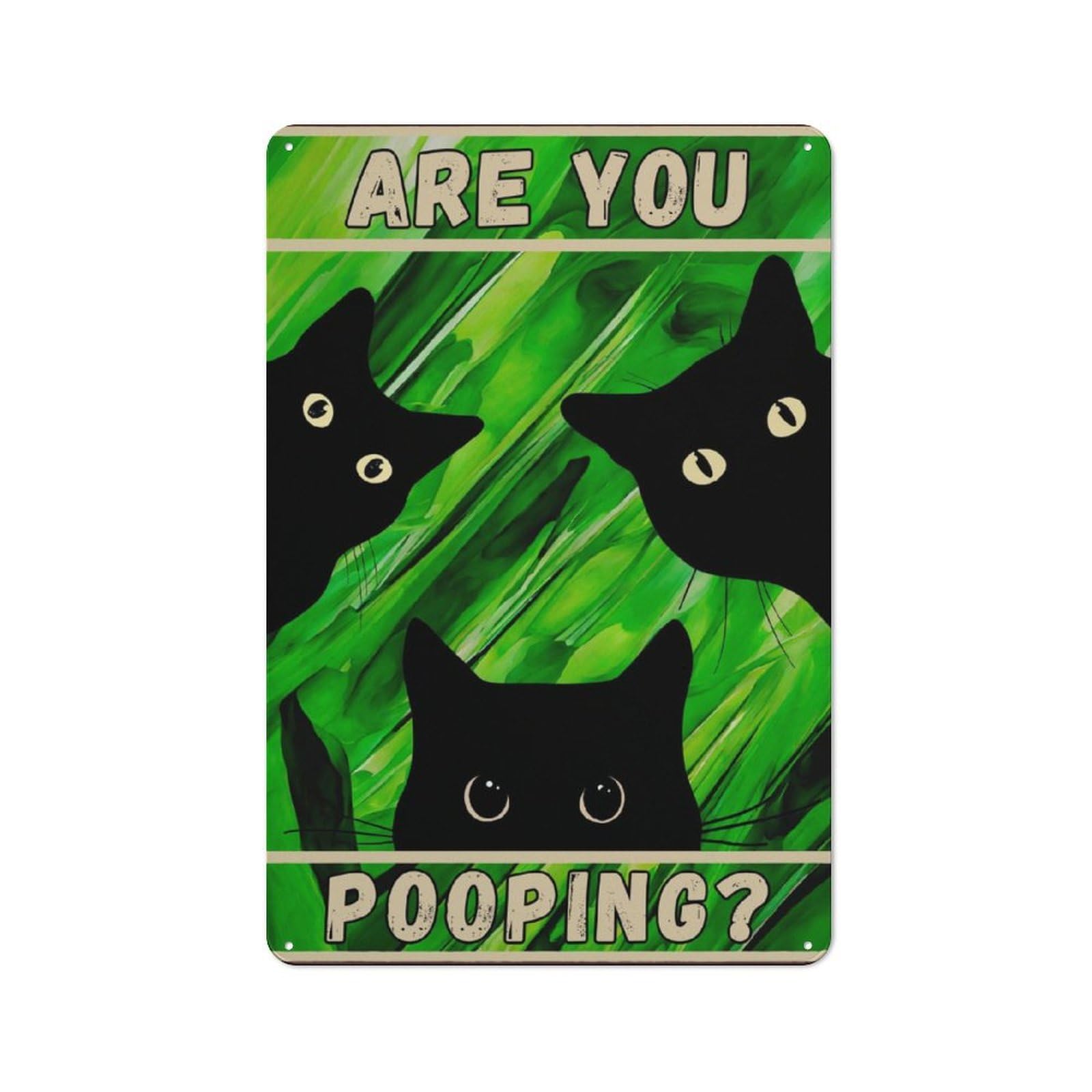 Junmoney Black Cat Are You Pooping Rustic Tin Wall Plaque 30X20cm For Home Office Or Studio, For Garage, Workshop And Man Cave Decoration