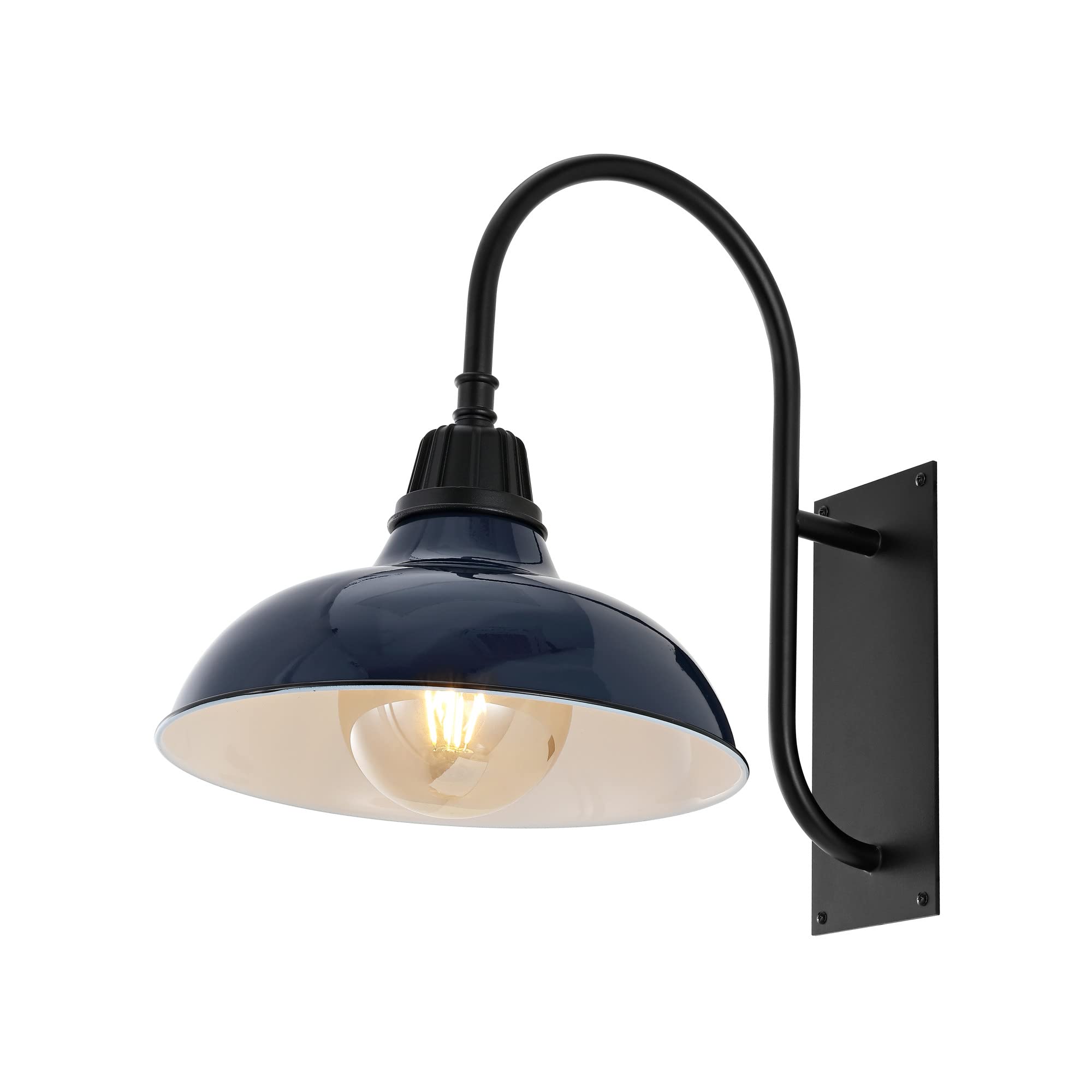 JONATHAN Y Stanley 1-Light Gooseneck Sconce 12.25", Navy | Farmhouse Industrial Vintage Style, Indoor Or Outdoor, LED Bulb Included, Dimmable, Exterior Metal Lantern for Porch Garage