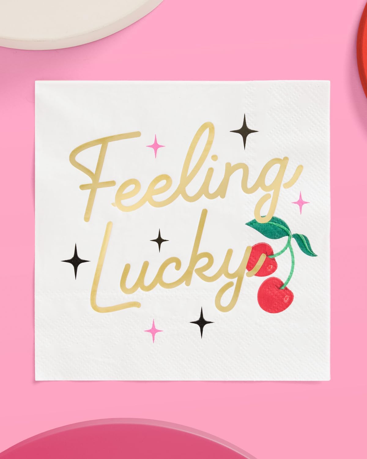 xo, Fetti Feeling Lucky Napkins - 3-ply, 25 pcs | Casino Bachelorette Decoration, Vegas Birthday Party Tablescape, Poker Night Dinner Setting, Bach Decor