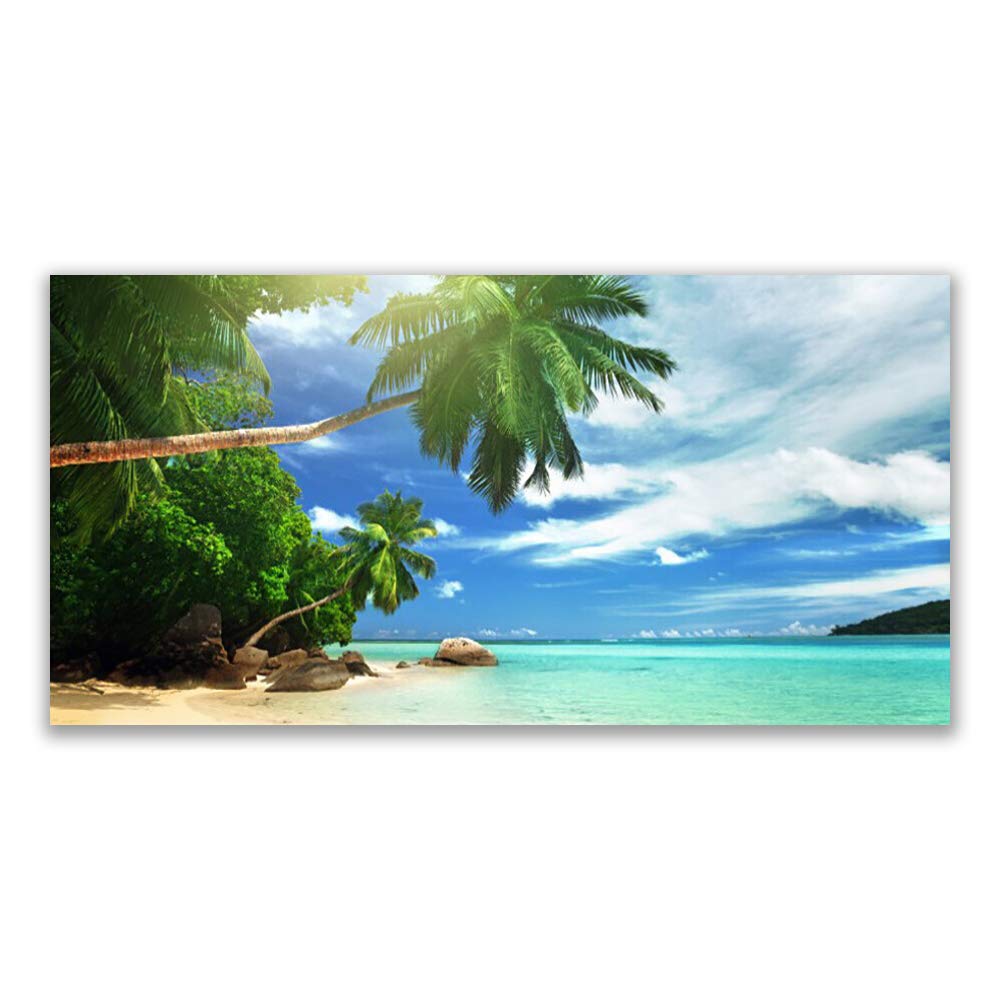 Impression sur Verre Acrylique 140x70cm Grand Tableau Déco pour Salon Esprit Plage Tropique
