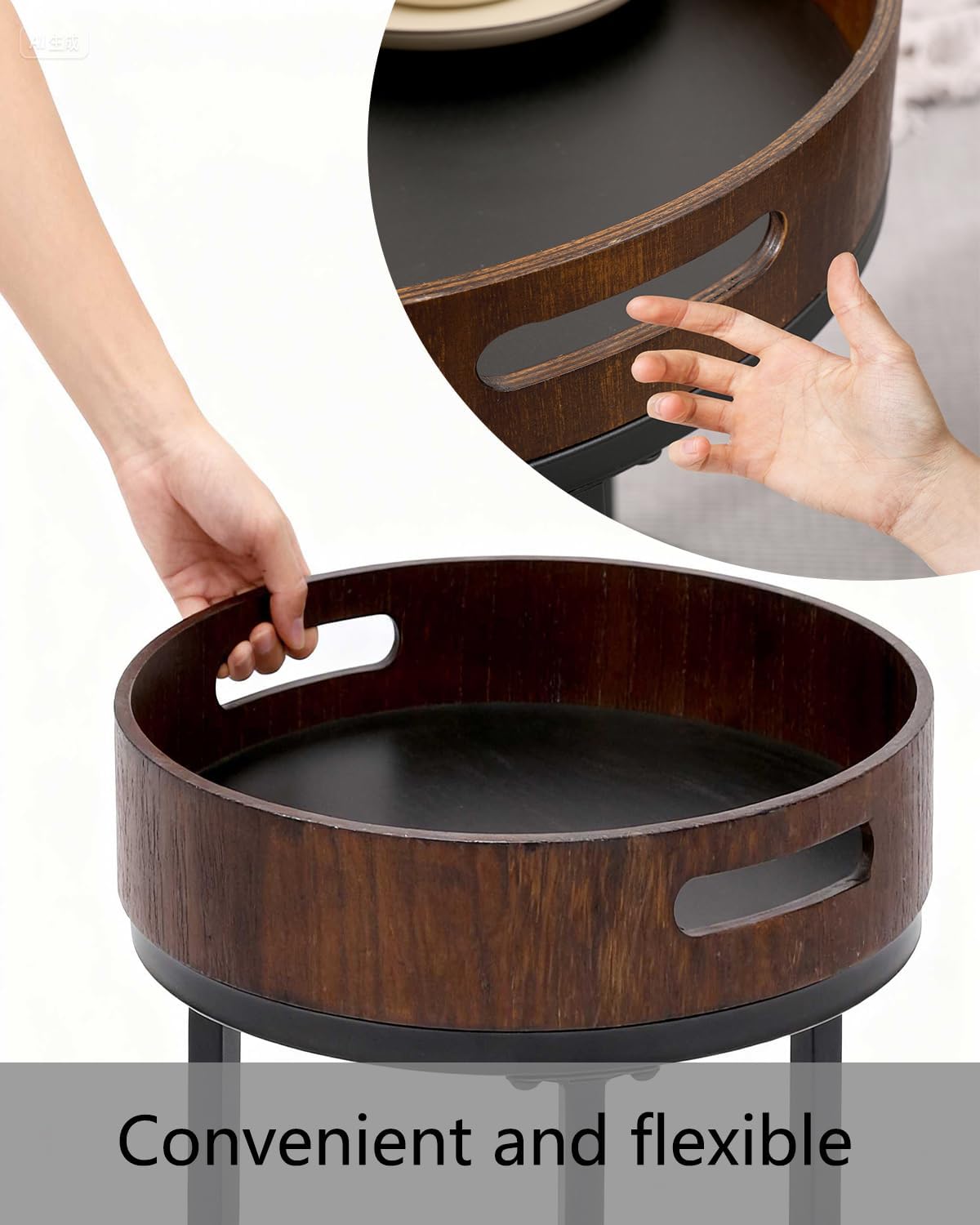 Nesting Tables, Featuring Two Small Round Side Tables. Traditional Hand-Woven Nesting Tables， Can Serve as a Coffee Table in The Living Room or as Night Stand in The Bedroom.