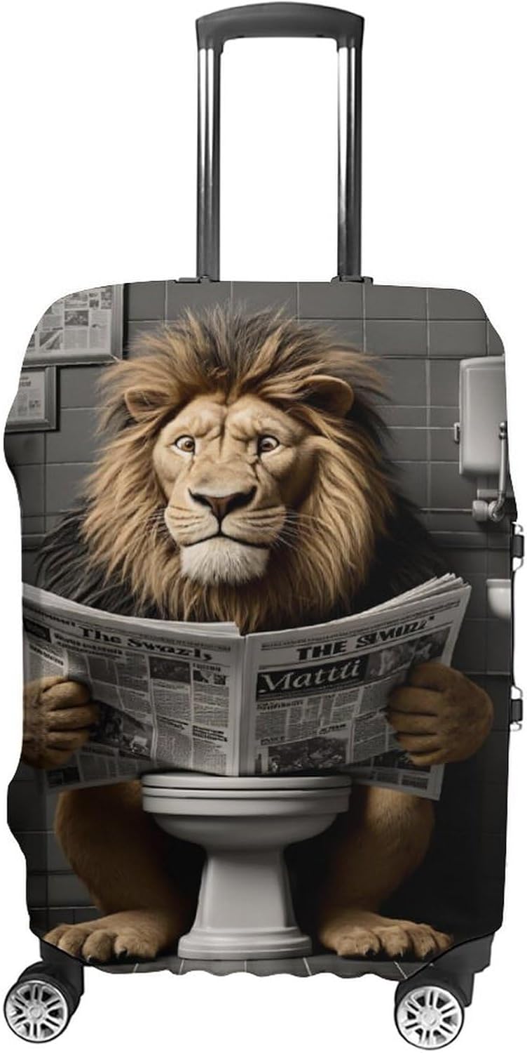 Funny Lion Reading On Toilet Travel Luggage Cover 19-21In