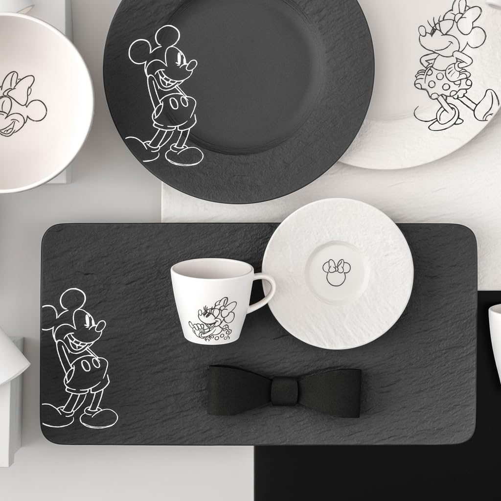 Villeroy & Boch Manufacture Rock – Mickey Mouse – półmisek do serwowania, czarny, można myć w zmywarce i używać w mikrofalówce, efekt łupku z kredowym wzorem Disney Myszki Miki